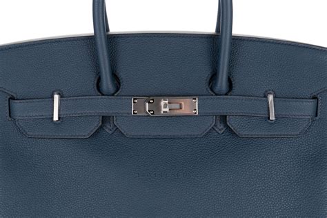 HERMES Box Horseshoe Birkin 35 Bleu de Prusse Curry